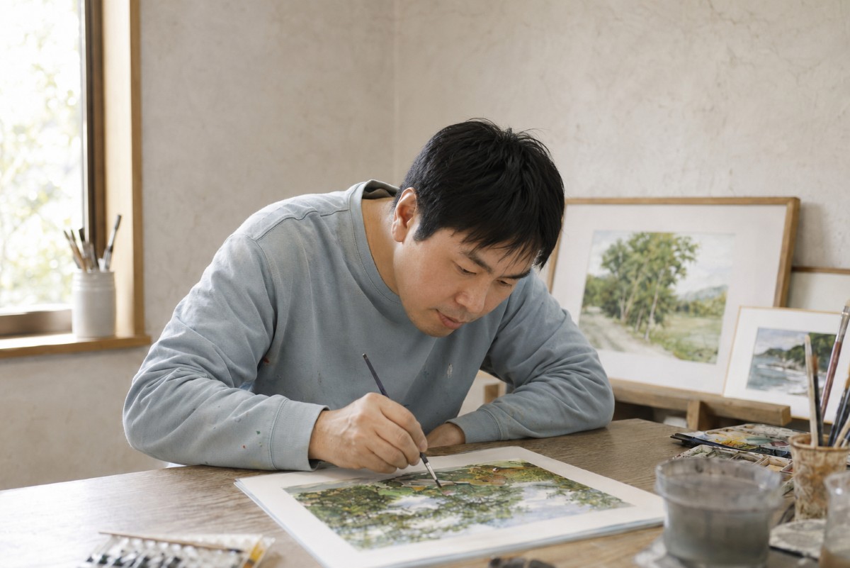 制作中の大石涼