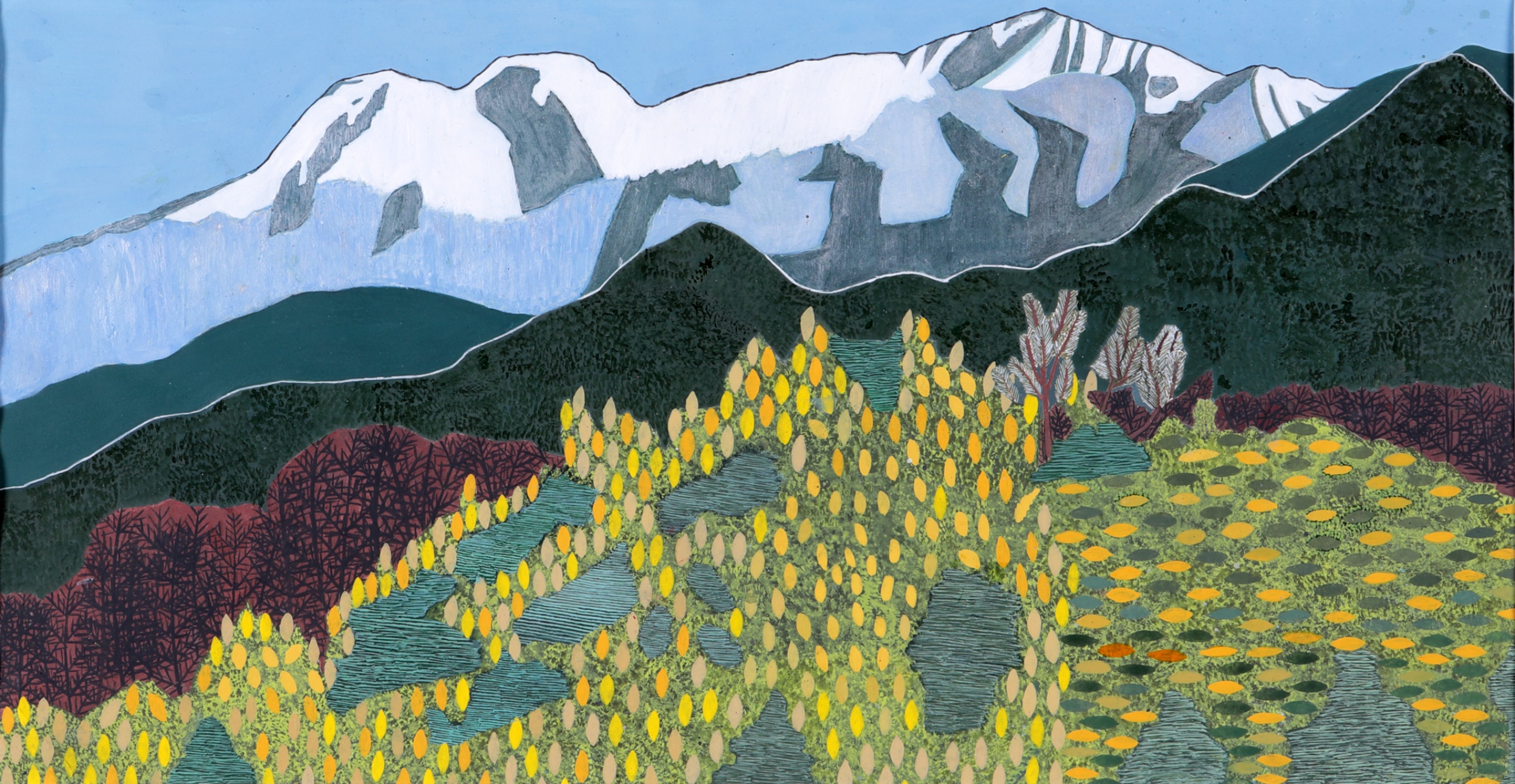 大石涼の作品「雪をかぶった石鎚山」